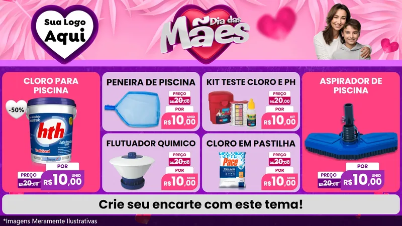 Modelo de TV para TV Horizontal com o tema Dia das Mães para Produtos para Piscina