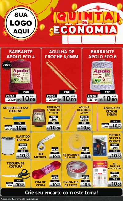Modelo de Encarte para Encarte Grande com o tema Quinta da Economia para Armarinho e Aviamentos