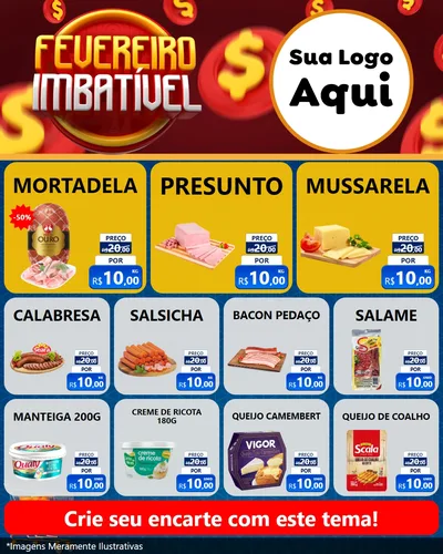 Modelo de Rede Social para Feed Instagram com o tema Fevereiro Imbatível para Frios e Laticínios
