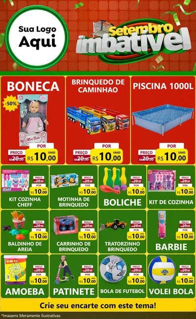 Modelo de Encarte para Encarte Grande com o tema Setembro Imbatível para Brinquedos