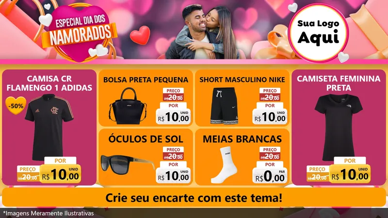Modelo de TV para TV Horizontal com o tema Especial Dia dos Namorados para Roupas e acessórios