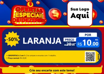 Modelo de Cartaz para Cartaz A4 Horizontal com o tema Ofertas Especiais de Dezembro para Hortifrúti