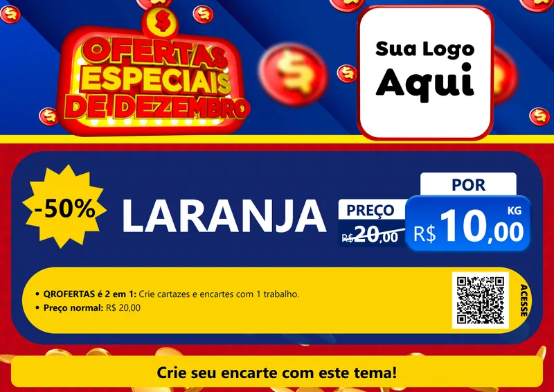 Modelo de Cartaz para Cartaz A4 Horizontal com o tema Ofertas Especiais de Dezembro para Hortifrúti