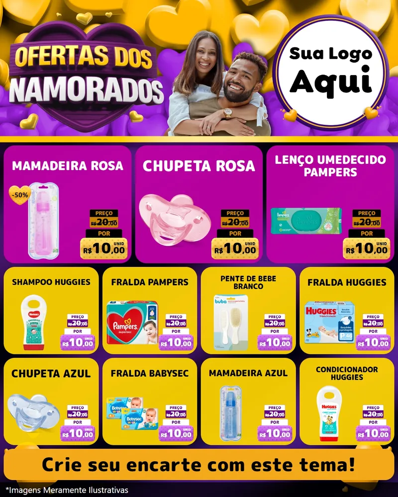 Modelo de Rede Social para Feed Instagram com o tema Oferta Dos Namorados para Bebês