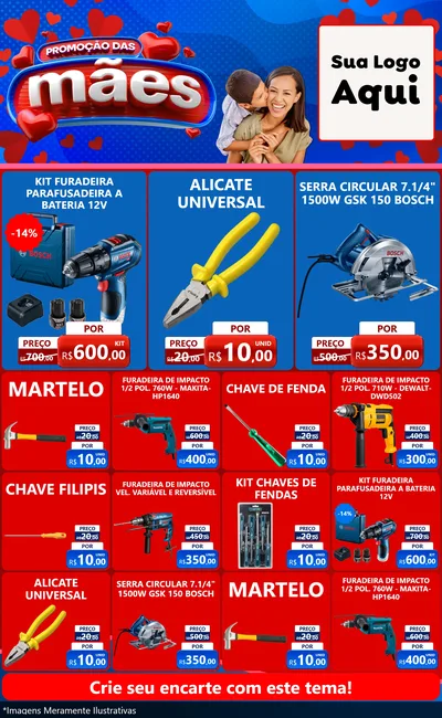 Modelo de Encarte para Encarte Grande com o tema Promoção das Mães para Maquinas e Ferramentas