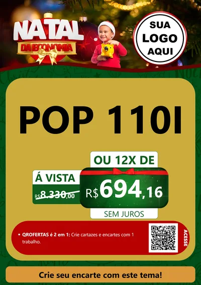 Modelo de Cartaz para Cartaz A4 Vertical com o tema Natal da Economia para Concessionaria de Motos
