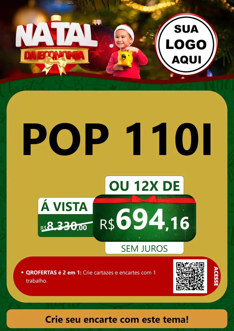 Modelo de Cartaz para Cartaz A4 Vertical com o tema Natal da Economia para Concessionaria de Motos