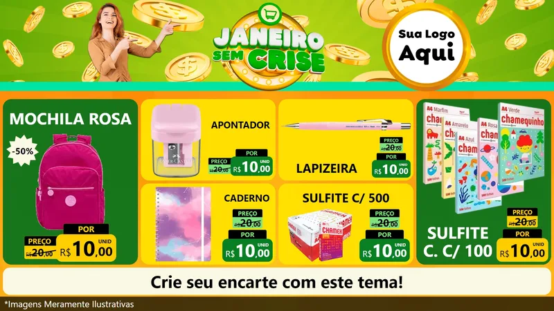 Modelo de TV para TV Horizontal com o tema Janeiro Sem Crise para Papelaria