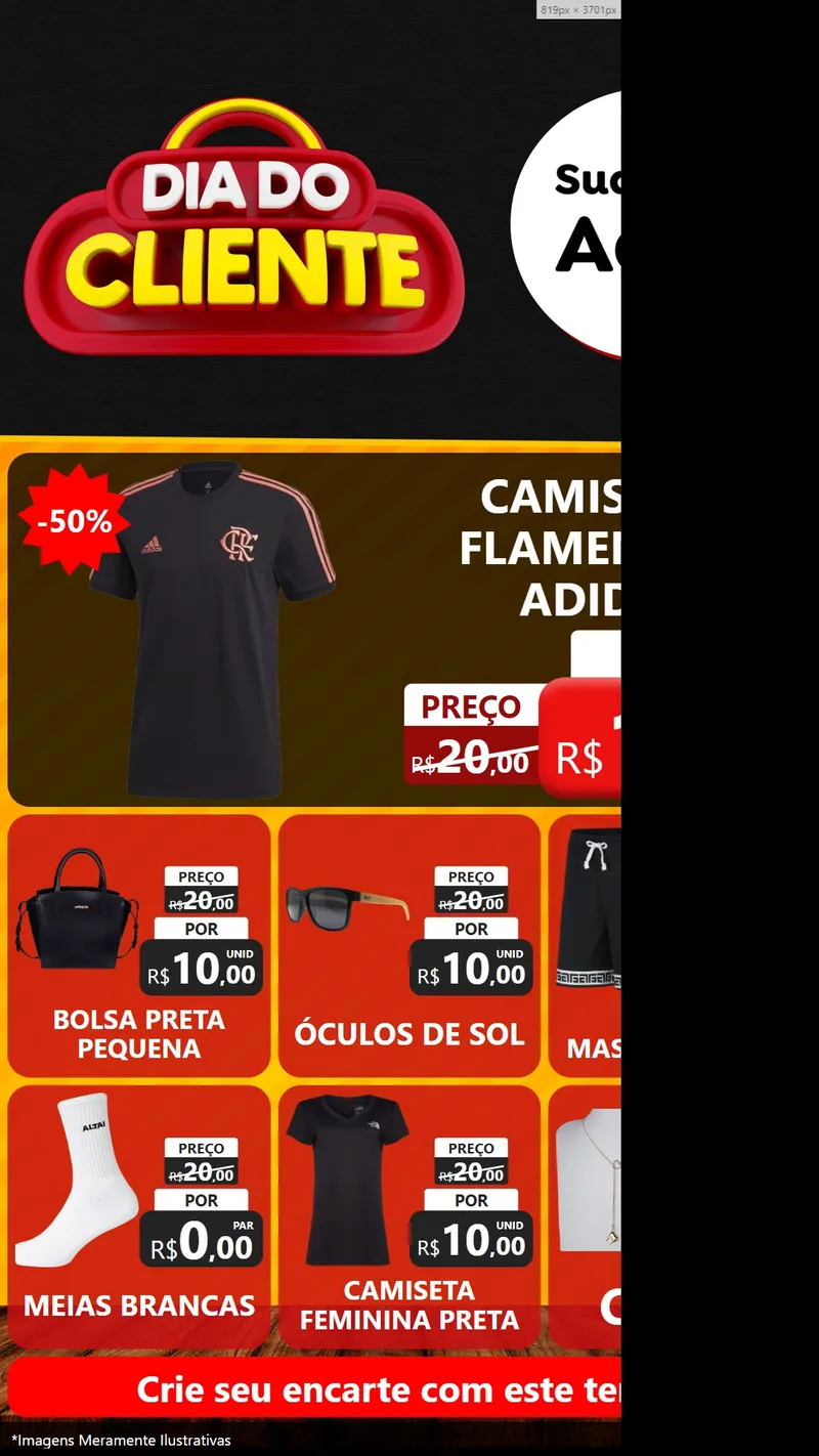 Modelo de Rede Social para Stories com o tema Dia do Cliente para Roupas e acessórios