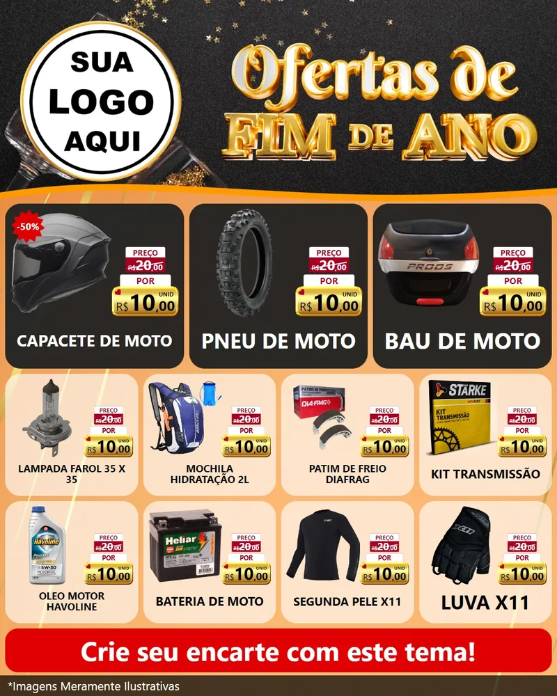 Modelo de Rede Social para Feed Instagram com o tema Ofertas de Fim de Ano para Moto peças