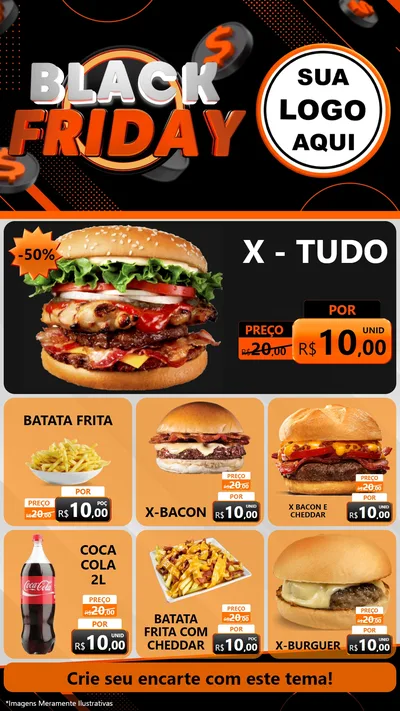 Modelo de Rede Social para Stories com o tema Black Friday para Hamburgueria
