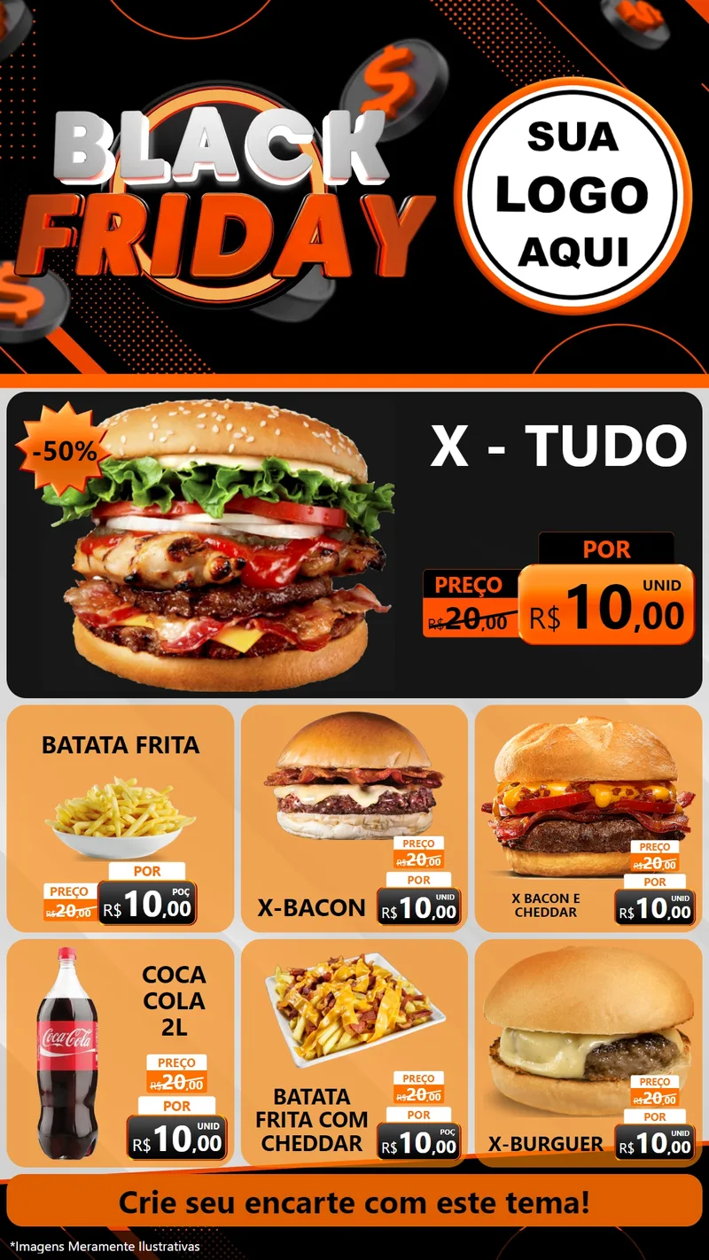Modelo de Rede Social para Stories com o tema Black Friday para Hamburgueria