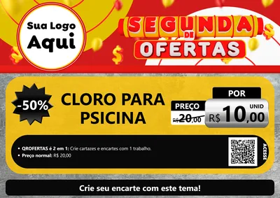 Modelo de Cartaz para Cartaz A4 Horizontal com o tema Segunda de Ofertas para Produtos para Piscina
