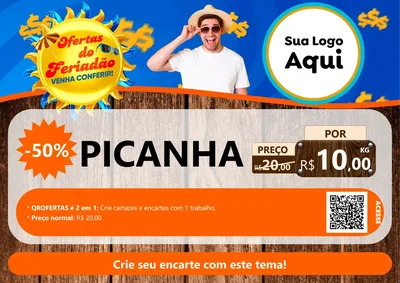 Modelo de Cartaz para Cartaz A4 Horizontal com o tema Ofertas do Feriadão para Açougue