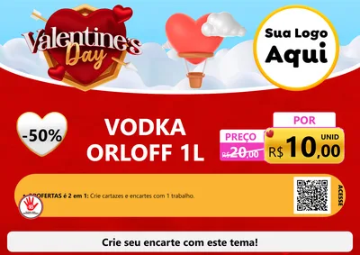 Modelo de Cartaz para Cartaz A4 Horizontal com o tema Valentine's Day para Distribuidora de bebidas