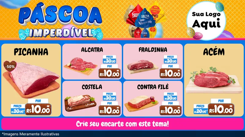 Modelo de TV para TV Horizontal com o tema Páscoa Imperdível para Açougue