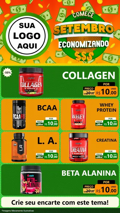 Modelo de TV para TV Vertical com o tema Comece Setembro Economizando para Suplementos alimentares