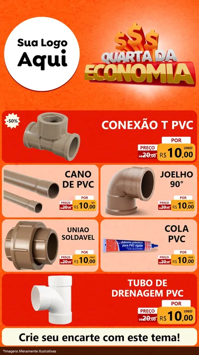 Modelo de TV para TV Vertical com o tema Quarta da Economia para Tubos e conexões