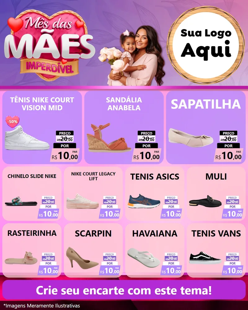 Modelo de Rede Social para Feed Instagram com o tema Mês das Mães Imperdível para Calçados