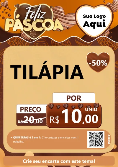 Modelo de Cartaz para Cartaz A4 Vertical com o tema Feliz Páscoa para Peixaria