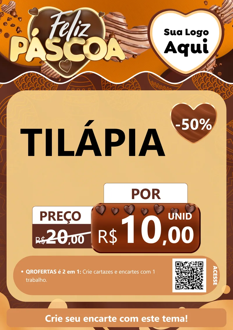Modelo de Cartaz para Cartaz A4 Vertical com o tema Feliz Páscoa para Peixaria