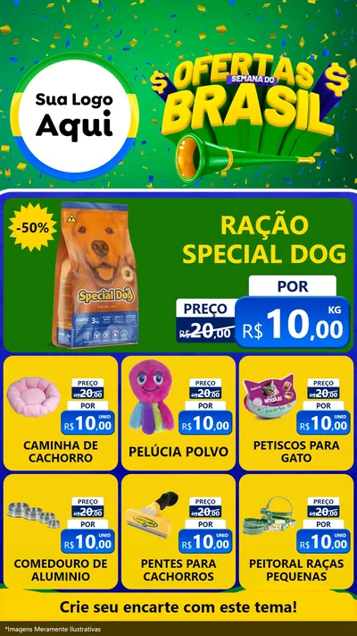 Modelo de Rede Social para Stories com o tema Ofertas Semana do Brasil para Pet Shop