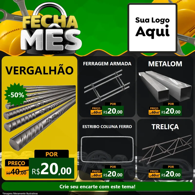 Modelo de Rede Social para Feed Facebook com o tema Fecha Mês para Ferragens