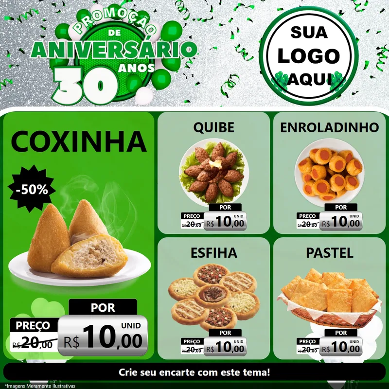 Modelo de Rede Social para Feed Facebook com o tema Promoção de Aniversário - 30 Anos para Salgadaria