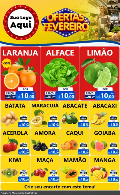 Modelo de Encarte para Encarte Grande com o tema Ofertas de Fevereiro para Hortifrúti