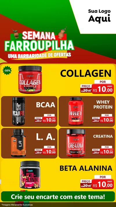 Modelo de TV para TV Vertical com o tema Semana Farroupilha - Uma Barbaridade de Ofertas para Suplementos alimentares