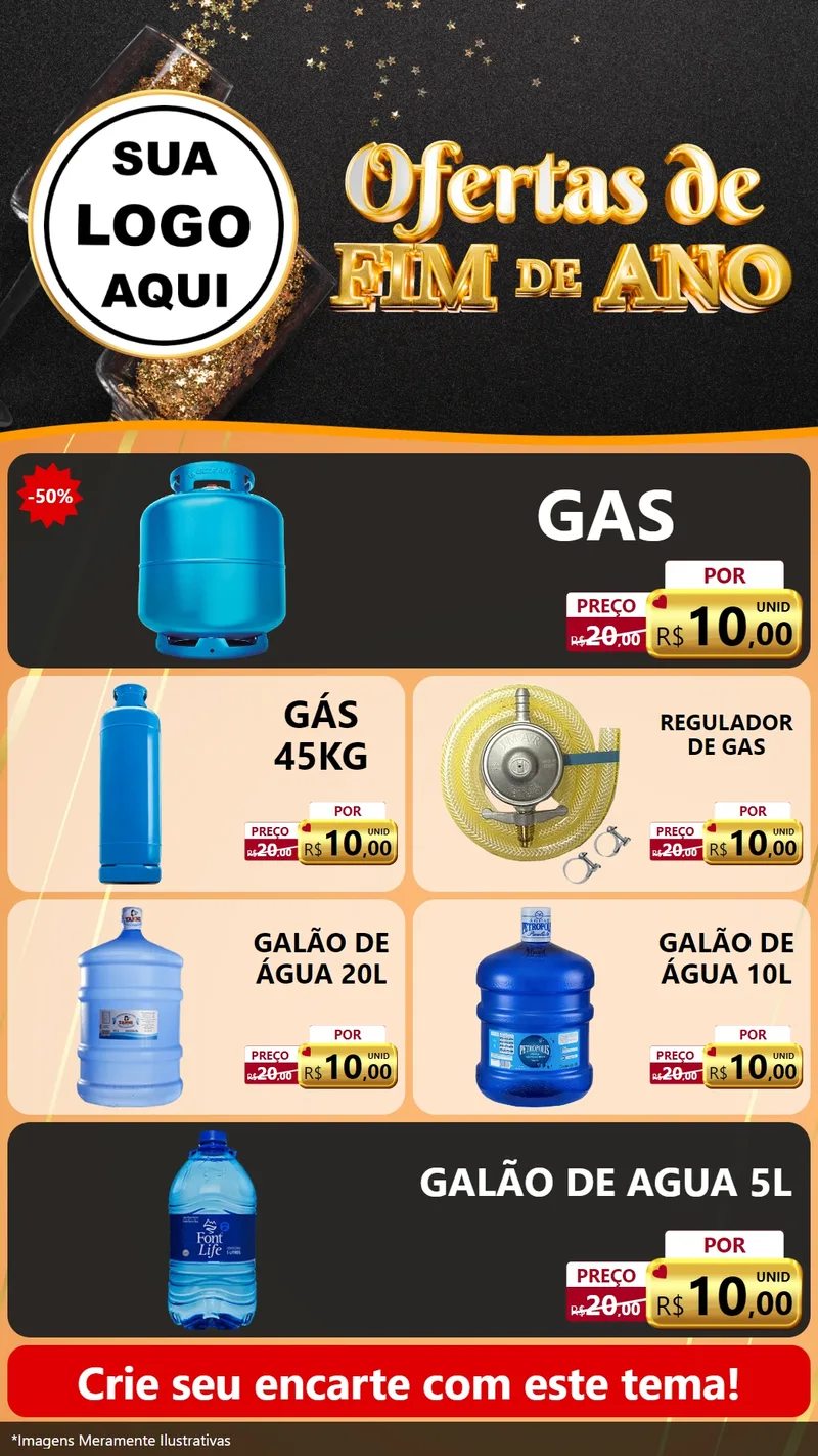 Modelo de TV para TV Vertical com o tema Ofertas de Fim de Ano para Água e gás