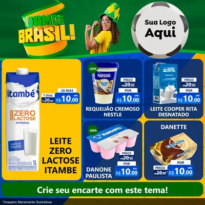 Modelo de Rede Social para Feed Facebook com o tema Vamos Brasil - Copa para Frios e Laticínios