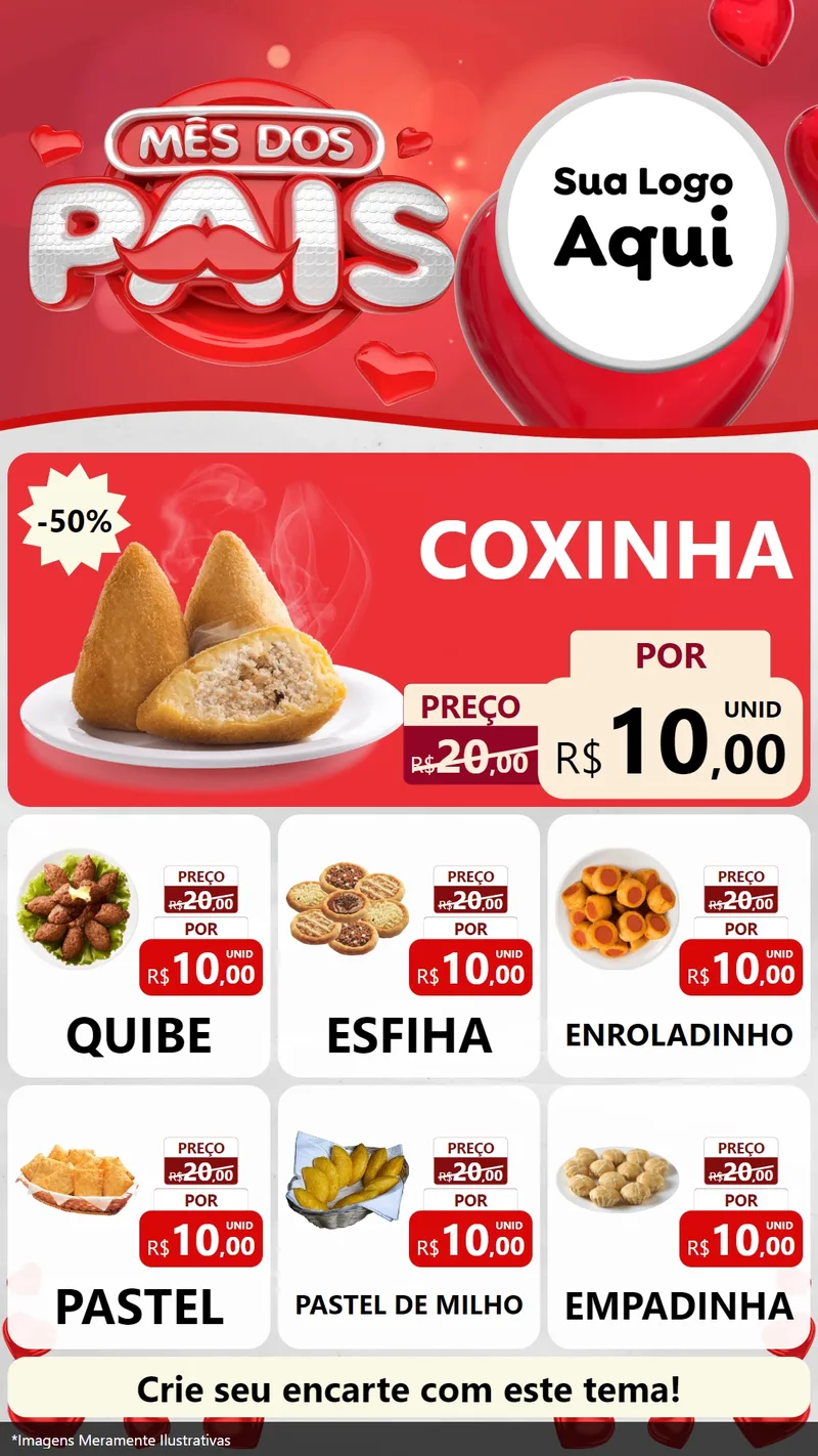 Modelo de Rede Social para Stories com o tema Mês dos Pais para Salgadaria