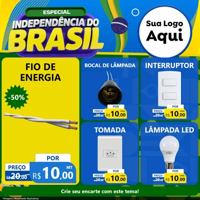 Modelo de Rede Social para Feed Facebook com o tema Especial Independência do Brasil para Materiais Elétricos