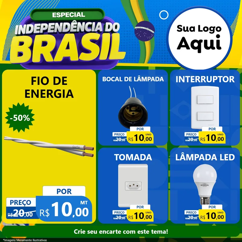 Modelo de Rede Social para Feed Facebook com o tema Especial Independência do Brasil para Materiais Elétricos