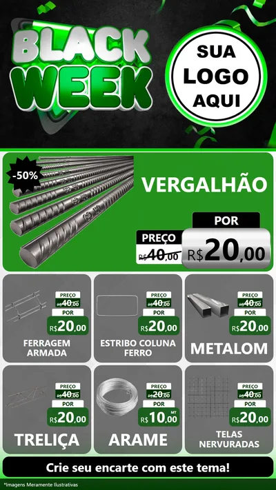 Modelo de Rede Social para Stories com o tema Black Week para Ferragens