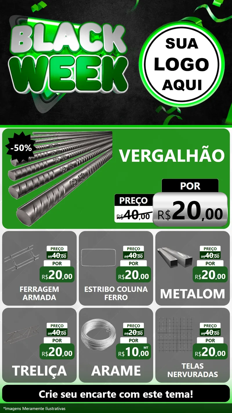 Modelo de Rede Social para Stories com o tema Black Week para Ferragens
