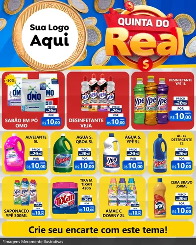 Modelo de Rede Social para Feed Instagram com o tema Quinta do Real para Produtos de Limpeza