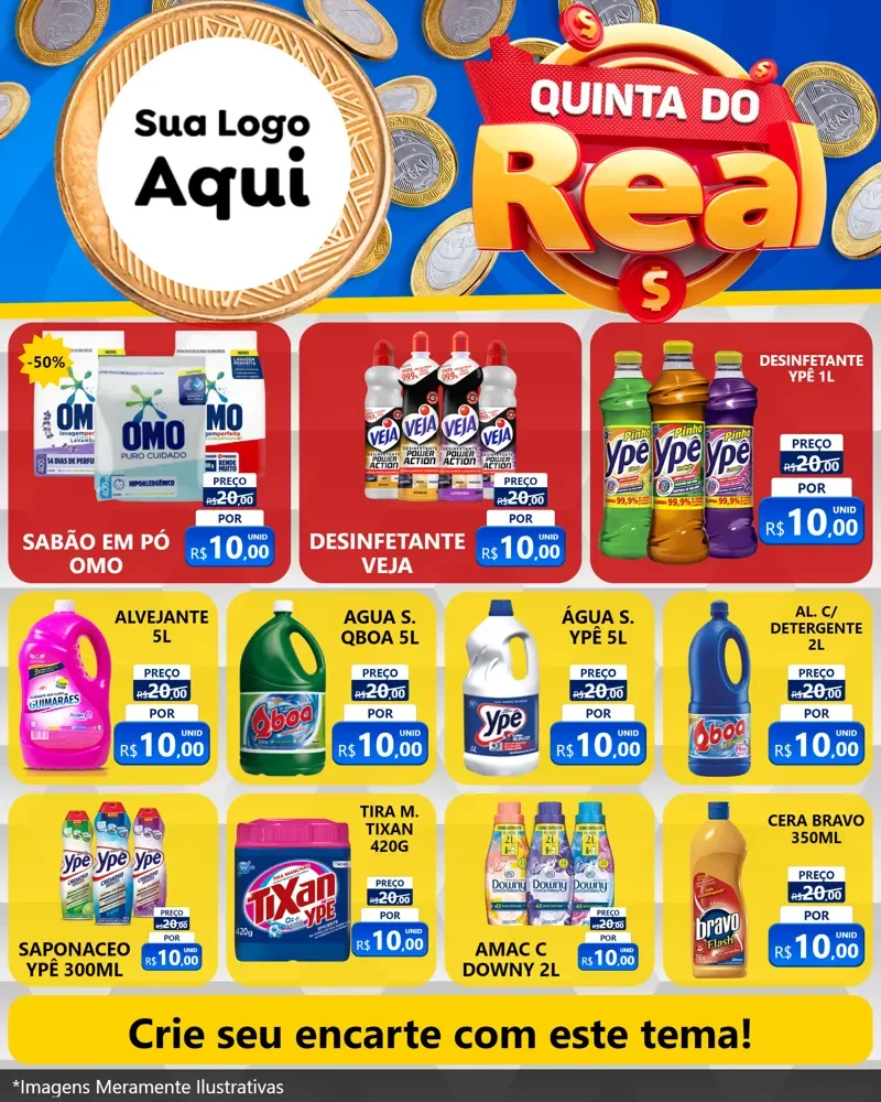 Modelo de Rede Social para Feed Instagram com o tema Quinta do Real para Produtos de Limpeza