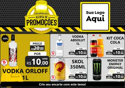 Modelo de Encarte para Encarte A4 Horizontal com o tema Alerta de Promoções para Distribuidora de bebidas