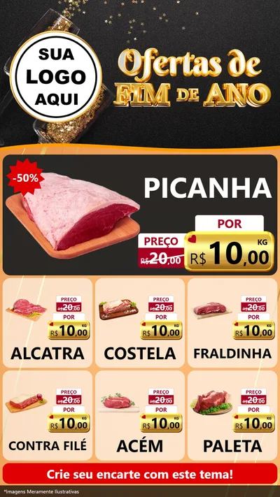 Modelo de Rede Social para Stories com o tema Ofertas de Fim de Ano para Açougue