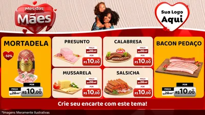 Modelo de TV para TV Horizontal com o tema Mês das Mães para Frios e Laticínios