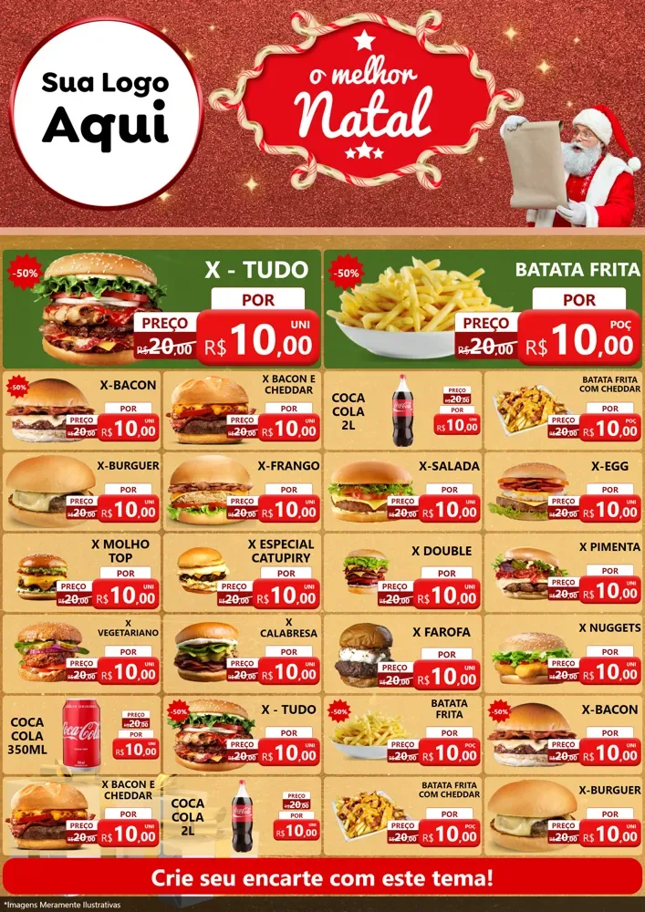 Modelo de Encarte para Encarte A4 Vertical com o tema O Melhor Natal para Hamburgueria
