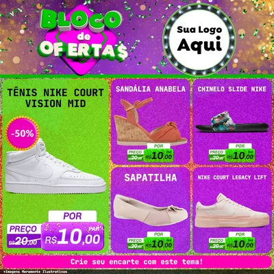 Modelo de Rede Social para Feed Facebook com o tema Bloco de Ofertas para Calçados