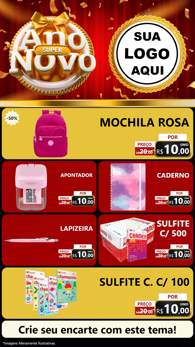Modelo de TV para TV Vertical com o tema Super Ano Novo para Papelaria