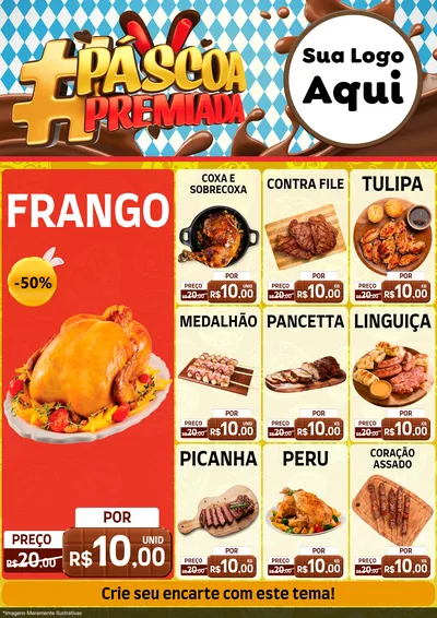 Modelo de Encarte para Encarte A4 Vertical com o tema Páscoa Premiada para Assados