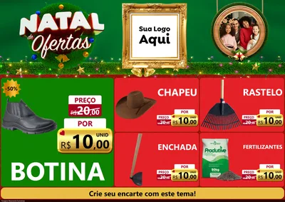 Modelo de Encarte para Encarte A4 Horizontal com o tema Natal de Ofertas para Agropecuária