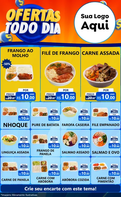 Modelo de Encarte para Encarte Grande com o tema Ofertas Todo Dia para Restaurante
