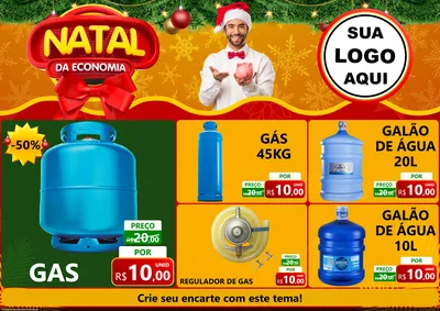 Modelo de Encarte para Encarte A4 Horizontal com o tema Natal da Economia para Água e gás