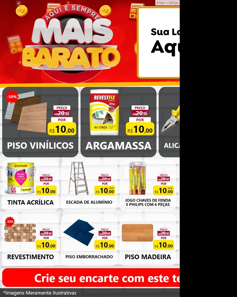 Modelo de Rede Social para Feed Instagram com o tema Mais Barato para Material para Construção
